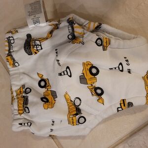 MooMoo Designs White Training Pants with Yellow Construction Trucks